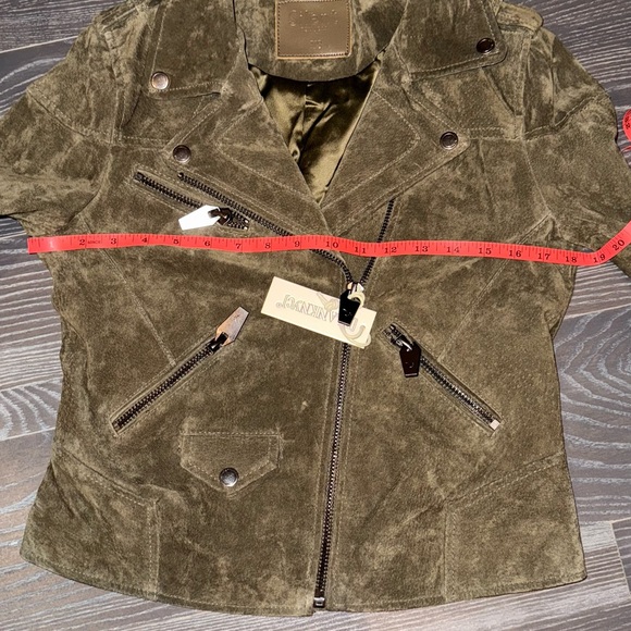 Blank NYC💚 Silent nyc Moss Green Leather Moto Jacket Asymmetrical Zipper|NWT| XS - Picture 12 of 16